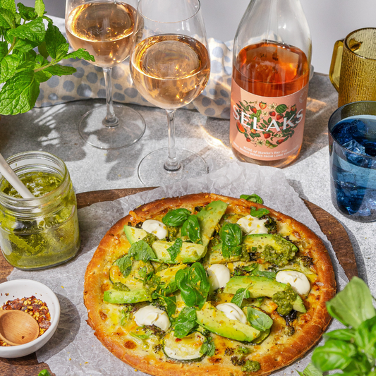 Green Goddess Inspired Pizza paired with Selaks Origins Hawke's Bay Rosé
